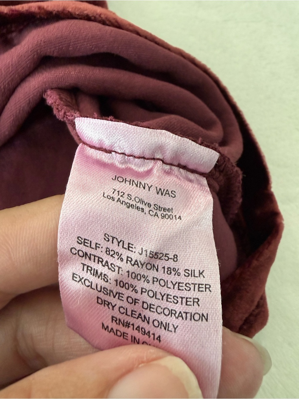 Johnny Was Burgundy Velvet Embroidered Top Tassels Sz L D83 - Picture 6 of 8
